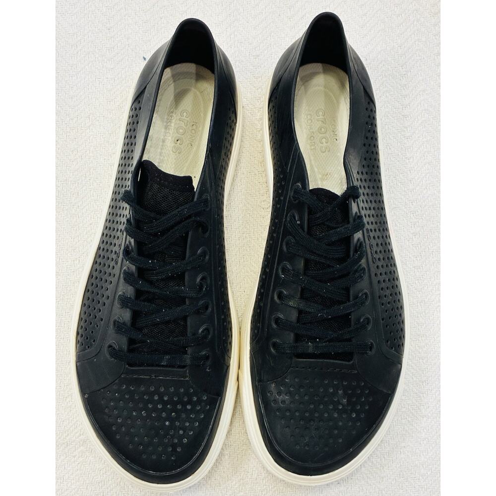 CROCS Shoes Women’s Size 10 Citilane Roka Court Sneakers Iconic Black Lace Up